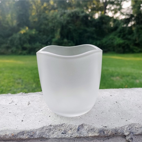 Frosty Candle Holder Glass Dish - Picture 4 of 4